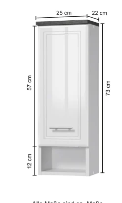 welltime Hängeschrank »Neapel« Breite 25 cm, mit Hochglanzfronten und eleganter Fräsung