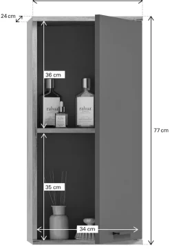 welltime Hängeschrank »Riga, Breite 37cm, 1 Tür (Türanschlag wechselbar), 1 Einlegeböden« Badmöbel, Badschrank, Schrank, Wandschrank, Bad, Badezimmer
