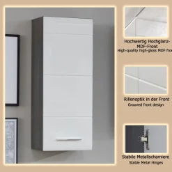 welltime Hängeschrank »Sovana« Badezimmerschrank mit 2 Fächern in Weiß - (B/T/H) 30/24/77 cm