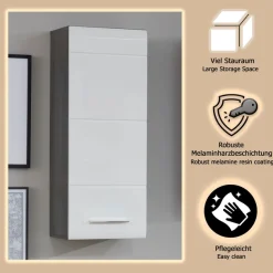 welltime Hängeschrank »Sovana« Badezimmerschrank mit 2 Fächern in Weiß - (B/T/H) 30/24/77 cm