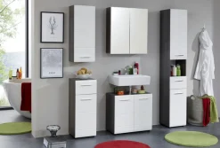 welltime Hängeschrank »Sovana« Badezimmerschrank mit 2 Fächern in Weiß - (B/T/H) 30/24/77 cm