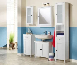 welltime Hochschrank »Aalborg Schrank Badezimmerschrank Badschrank« Badmöbel im Landhaus-Stil, Breite 40 cm