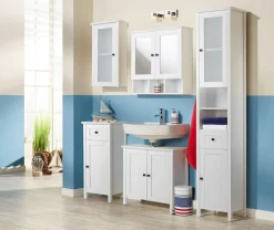 welltime Hochschrank »Aalborg Schrank Badezimmerschrank Badschrank« Badmöbel im Landhaus-Stil, Breite 40 cm
