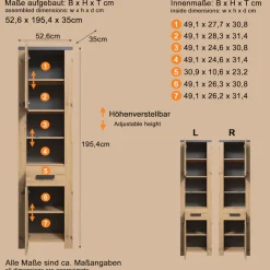 welltime Hochschrank »Ambres« 1 Stk. tlg. Hochschrank mit Soft-Close Funktion - (B/T/H) 53/35/196 cm