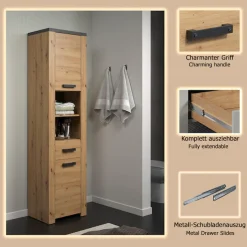 welltime Hochschrank »Ambres« 1 Stk. tlg. Hochschrank mit Soft-Close Funktion - (B/T/H) 53/35/196 cm