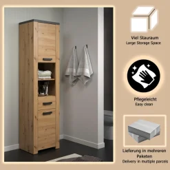welltime Hochschrank »Ambres« 1 Stk. tlg. Hochschrank mit Soft-Close Funktion - (B/T/H) 53/35/196 cm
