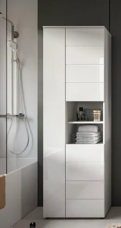 welltime Hochschrank »BIEL, 190 cm, 3 Türen, 2 offene Fächer« 1 Stk. tlg. Türanschlag wechselbar, modernes Design, Badschrank, Unterschrank, Bad