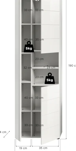 welltime Hochschrank »BIEL, 190 cm, 3 Türen, 2 offene Fächer« 1 Stk. tlg. Türanschlag wechselbar, modernes Design, Badschrank, Unterschrank, Bad