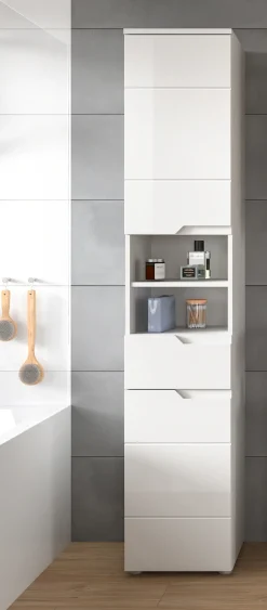 welltime Hochschrank »CAPRI, Höhe 193 cm, 2 Türen mit Soft-Close-Funktion, 1 Schubkasten« Mehrzweckschrank, Universalschrank, Badschrank, Badhochschrank