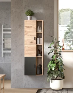 welltime Hochschrank »Dolo, Breite 48 cm, 2 Türen, 4 offene Fächer, 5 variable Einlegeböden« 1 Stk. tlg. Badmöbel, Hängeschrank, Badschrank, Schrank,Bad, Midischrank