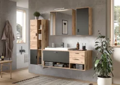 welltime Hochschrank »Dolo, Breite 48 cm, 2 Türen, 4 offene Fächer, 5 variable Einlegeböden« 1 Stk. tlg. Badmöbel, Hängeschrank, Badschrank, Schrank,Bad, Midischrank