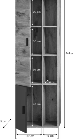 welltime Hochschrank »Dolo, Breite 48 cm, 2 Türen, 4 offene Fächer, 5 variable Einlegeböden« 1 Stk. tlg. Badmöbel, Hängeschrank, Badschrank, Schrank,Bad, Midischrank