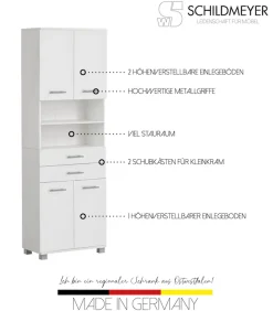 welltime Hochschrank »Emmi, Breite 59 cm made in Germany« 4 Türen, Metallbeschläge