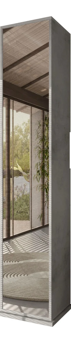 welltime Hochschrank »Hamburg Höhe 185 cm, Breite 35/37 cm, Badschrank drehbar, 2 Türen,« 1 Schubkasten, 1 offenes Fach, mit Spiegel, Metallhaken, Metallgriff