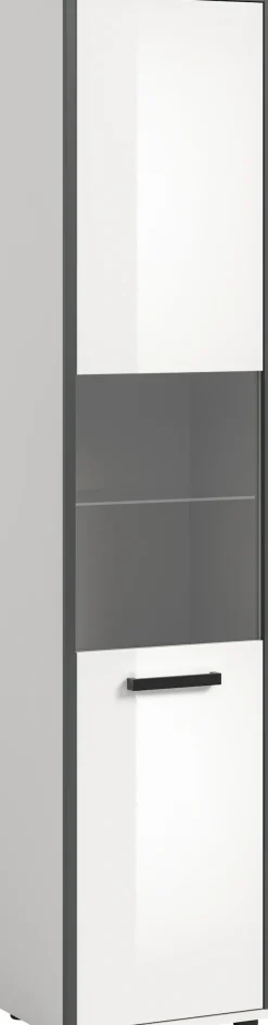 welltime Hochschrank »KAJO, hochglanz Front, Glastür, 1 Glas Einlegeboden, 6 Fächer« 1 Stk. tlg. Badschrank, Hochschrank, Bad, Badezimmer