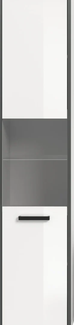 welltime Hochschrank »KAJO, hochglanz Front, Glastür, 1 Glas Einlegeboden, 6 Fächer« 1 Stk. tlg. Badschrank, Hochschrank, Bad, Badezimmer
