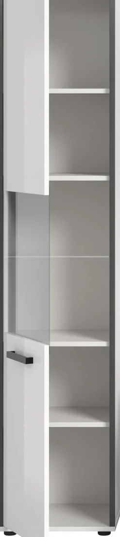 welltime Hochschrank »KAJO, hochglanz Front, Glastür, 1 Glas Einlegeboden, 6 Fächer« 1 Stk. tlg. Badschrank, Hochschrank, Bad, Badezimmer