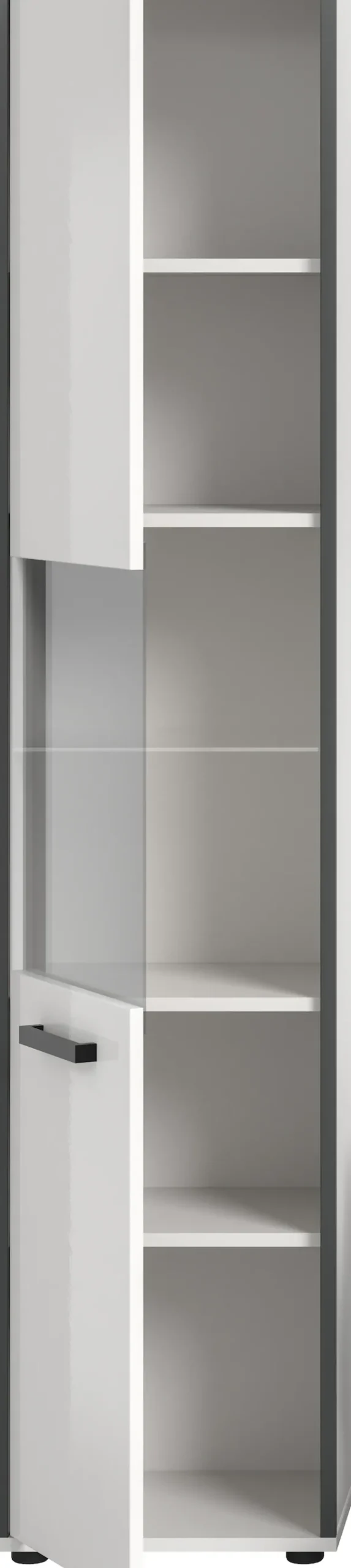 welltime Hochschrank »KAJO, hochglanz Front, Glastür, 1 Glas Einlegeboden, 6 Fächer« 1 Stk. tlg. Badschrank, Hochschrank, Bad, Badezimmer