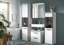 welltime Hochschrank »KAJO, hochglanz Front, Glastür, 1 Glas Einlegeboden, 6 Fächer« 1 Stk. tlg. Badschrank, Hochschrank, Bad, Badezimmer