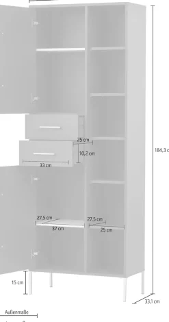 welltime Hochschrank »Kent, Hochschrank, Made in Germany, B: 67 cm« Solide Verarbeitung - Dieses Produkt ist in Deutschland gefertigt