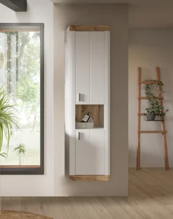 welltime Hochschrank »Landsby, Breite 45cm, 2 Türen (Türanschlag wechselbar), 2 Einlegeböden« 1 Stk. tlg. Hängeschrank, Wandschrank, Badmöbel, Badschrank, Schrank,Bad,