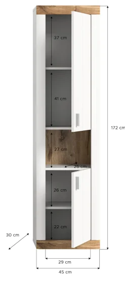 welltime Hochschrank »Landsby, Breite 45cm, 2 Türen (Türanschlag wechselbar), 2 Einlegeböden« 1 Stk. tlg. Hängeschrank, Wandschrank, Badmöbel, Badschrank, Schrank,Bad,