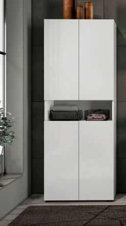 welltime Hochschrank »MISTER, Hochschrank mit 6 geschlossenen und 1 offenen Fach« Made in Italy,Hochglanz lackiert, Höhe 180 cm, mit Soft-Close Funktion