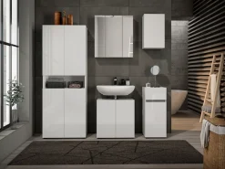 welltime Hochschrank »MISTER, Hochschrank mit 6 geschlossenen und 1 offenen Fach« Made in Italy,Hochglanz lackiert, Höhe 180 cm, mit Soft-Close Funktion