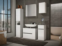 welltime Hochschrank »MISTER, Hochschrank mit 6 geschlossenen und 1 offenen Fach« Made in Italy,Hochglanz lackiert, Höhe 180 cm, mit Soft-Close Funktion