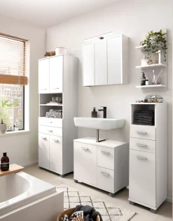 welltime Hochschrank »Palermo, Made in Germany« Breite 60 cm, verstellbare Einlegeböden, Metallgriffe