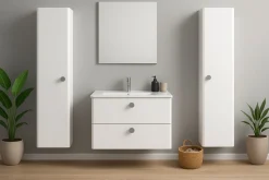 welltime Hochschrank »Round« B/T/H: 35/35/160 cm,mit Soft-Close-Funktion, FSC® zertifiziert