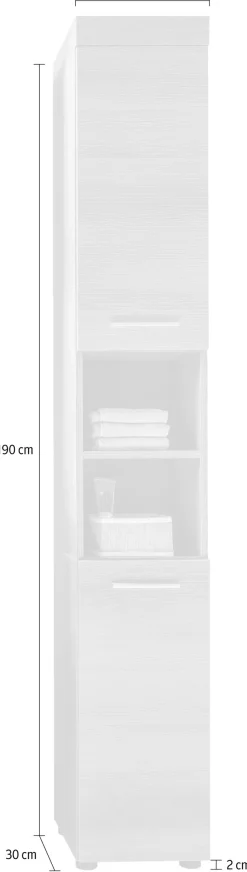 welltime Hochschrank »Royan« Hochschrank mit 2 Türen & 2 Fächern - (B/T/H) 30/31/190 cm