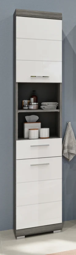 welltime Hochschrank »SIENA, Breite 37cm, 2 Tür, 1 Schubkasten, 2 offene Fächer, MDF-Front« TOPSELLER!, 1 Stk. tlg. in verschiedenen Farben erhältlich, Badmöbel, Badschrank, Schrank, Bad