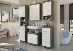 welltime Hochschrank »SIENA, Breite 37cm, 2 Tür, 1 Schubkasten, 2 offene Fächer, MDF-Front« TOPSELLER!, 1 Stk. tlg. in verschiedenen Farben erhältlich, Badmöbel, Badschrank, Schrank, Bad