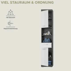 welltime Hochschrank »SIENA, Breite 37cm, 2 Tür, 1 Schubkasten, 2 offene Fächer, MDF-Front« TOPSELLER!, 1 Stk. tlg. in verschiedenen Farben erhältlich, Badmöbel, Badschrank, Schrank, Bad