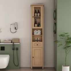 welltime Hochschrank »STOCKHOLM« Badschrank Breite 40cm mit Glastür