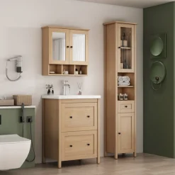 welltime Hochschrank »STOCKHOLM« Badschrank Breite 40cm mit Glastür
