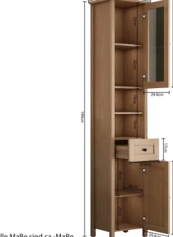 welltime Hochschrank »STOCKHOLM« Badschrank Breite 40cm mit Glastür