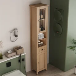 welltime Hochschrank »STOCKHOLM« Badschrank Breite 40cm mit Glastür