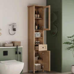 welltime Hochschrank »STOCKHOLM« Badschrank Breite 40cm mit Glastür