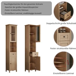 welltime Hochschrank »STOCKHOLM« Badschrank Breite 40cm mit Glastür