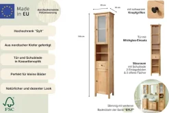 welltime Hochschrank »Sylt« Badmöbel im Landhaus-Stil, Breite 40 cm, aus Massivholz