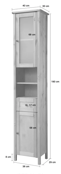 welltime Hochschrank »Sylt« Badmöbel im Landhaus-Stil, Breite 40 cm, aus Massivholz