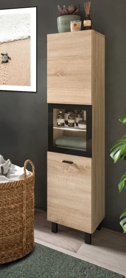 welltime Hochschrank »Tampa, Höhe 125cm, hängend oder stehend montierbar« Badschrank, Bad-Hängeschrank, Badezimmer, Bad-Möbel