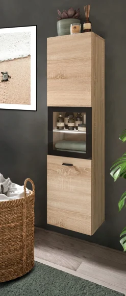 welltime Hochschrank »Tampa, Höhe 125cm, hängend oder stehend montierbar« Badschrank, Bad-Hängeschrank, Badezimmer, Bad-Möbel