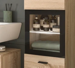 welltime Hochschrank »Tampa, Höhe 125cm, hängend oder stehend montierbar« Badschrank, Bad-Hängeschrank, Badezimmer, Bad-Möbel