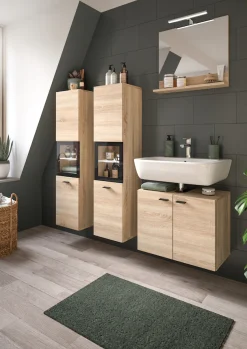 welltime Hochschrank »Tampa, Höhe 125cm, hängend oder stehend montierbar« Badschrank, Bad-Hängeschrank, Badezimmer, Bad-Möbel
