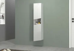 welltime Hochschrank »Vela, Hochschrank, Badschrank schmal, Badezimmerschrank, hängend« 1 Stk. tlg. Breite 30 cm, 2 hochglanzlackierte Türen, 5 verstellbare Fächer