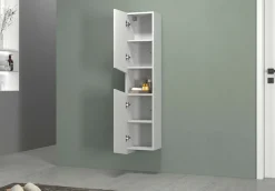 welltime Hochschrank »Vela, Hochschrank, Badschrank schmal, Badezimmerschrank, hängend« 1 Stk. tlg. Breite 30 cm, 2 hochglanzlackierte Türen, 5 verstellbare Fächer
