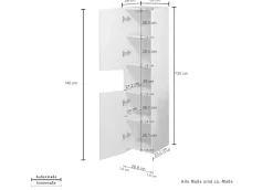 welltime Hochschrank »Vela, Hochschrank, Badschrank schmal, Badezimmerschrank, hängend« 1 Stk. tlg. Breite 30 cm, 2 hochglanzlackierte Türen, 5 verstellbare Fächer